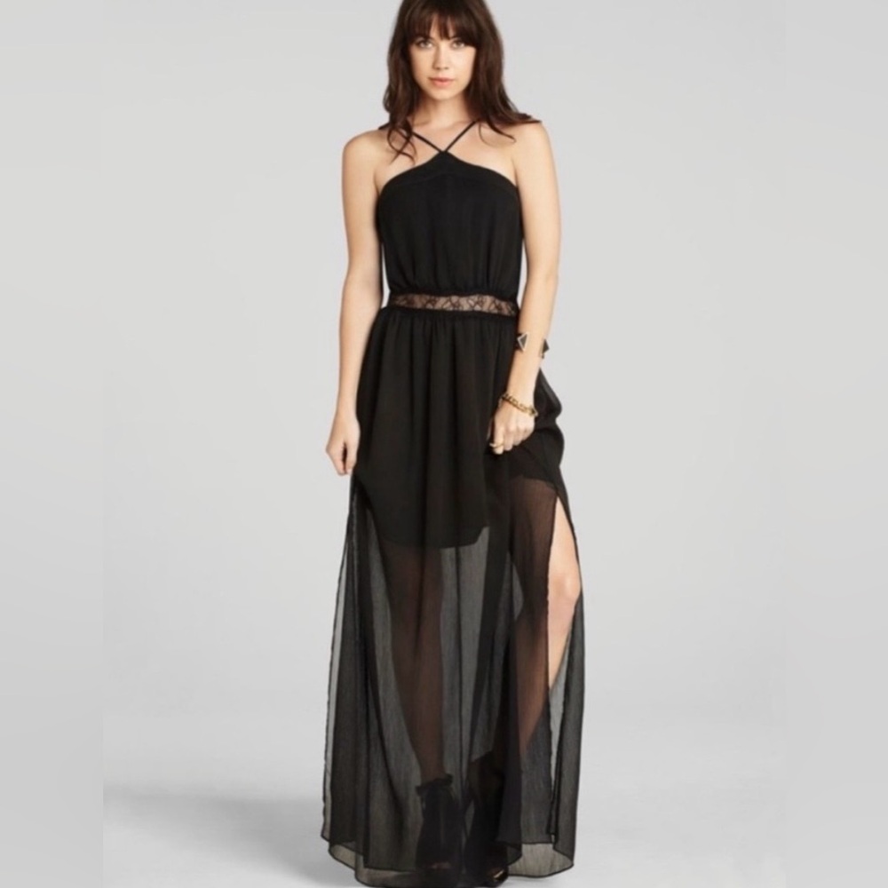 BCBG Generation Navy Halter Maxi Dress